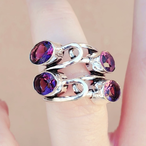 New Twisted Amethyst 925 Silver Ring. - Picture 3 of 15